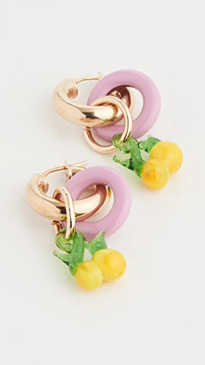 Shop Gaviria Baby One More Time Earrings In Lime/lilac