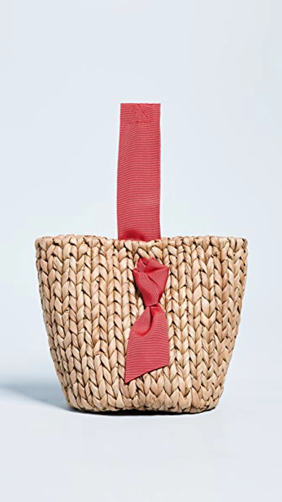Shop Pamela Munson Isla Bahia Petite Basket Bag In Poppy/natural