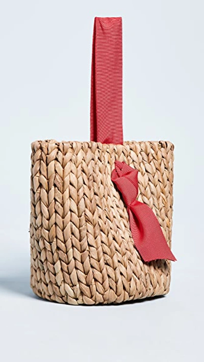 Shop Pamela Munson Isla Bahia Petite Basket Bag In Poppy/natural