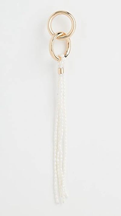 14k Pearl Tassel Link Hoop Earring