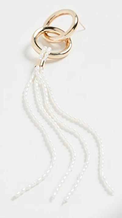 14k Pearl Tassel Link Hoop Earring