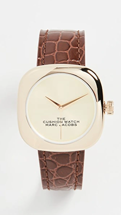 Shop The Marc Jacobs The Cushion Watch 36mm In Gold