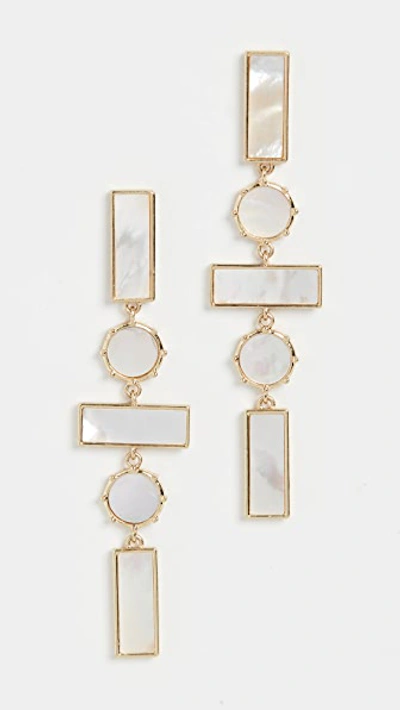 Shop Luv Aj The Mother Of Pearl Mosaic Drop Earrings In Gold