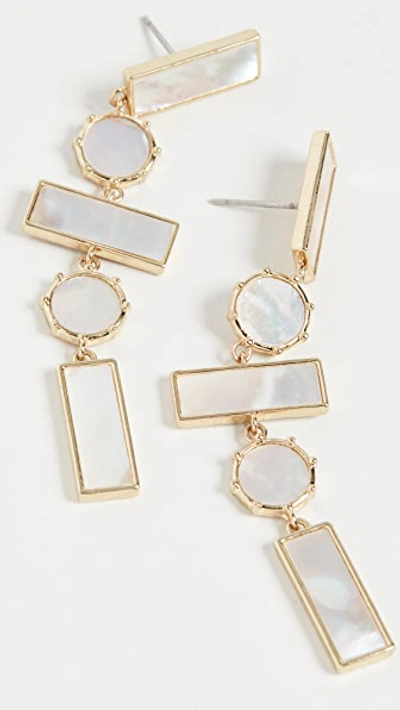 Shop Luv Aj The Mother Of Pearl Mosaic Drop Earrings In Gold