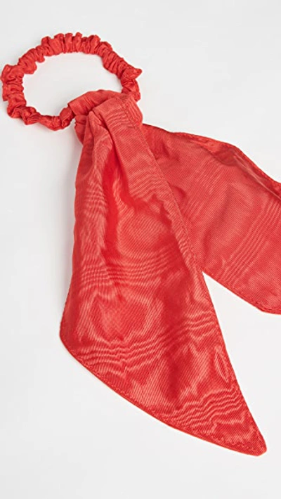 Shop Loeffler Randall Evie Elegant Bow Scrunchie In Cherry Red