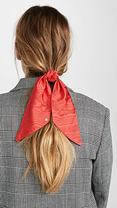 Shop Loeffler Randall Evie Elegant Bow Scrunchie In Cherry Red