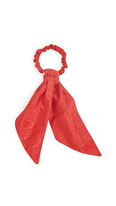 Shop Loeffler Randall Evie Elegant Bow Scrunchie In Cherry Red