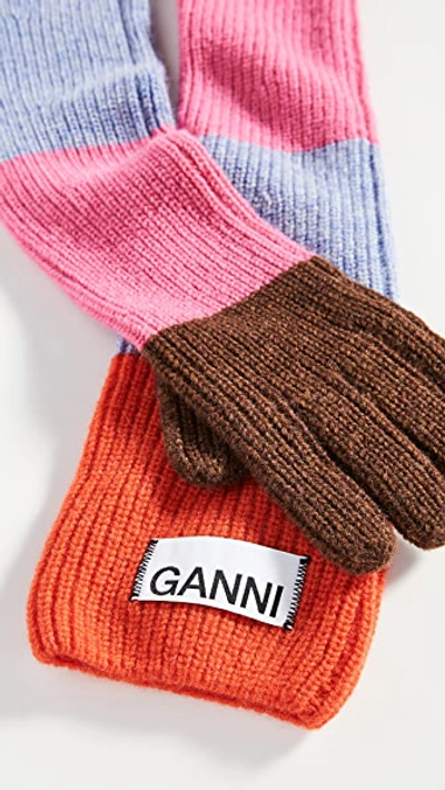 Shop Ganni Knit Gloves In Fiery Red
