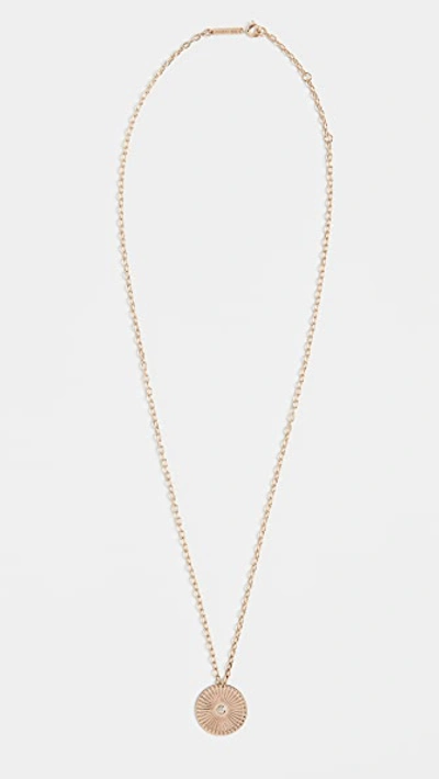 Shop Zoë Chicco 14k Gold Medium Sunbeam Medallion Necklace In Yellow