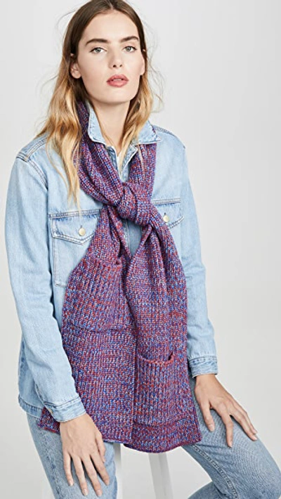 Shop Tibi Wool Scarf In Blue Multi