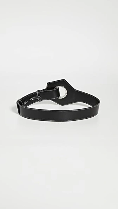 Shop Ganni Leather Acetate Belt In Black