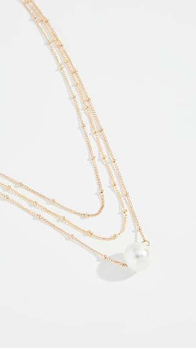 Shop Cloverpost Domain Necklace In Yellow Gold/pearl
