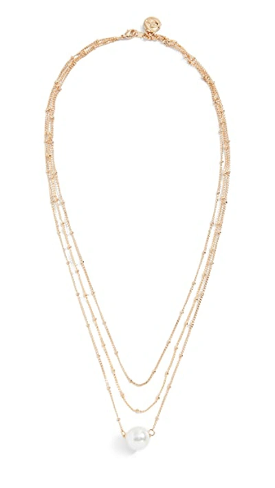 Shop Cloverpost Domain Necklace In Yellow Gold/pearl