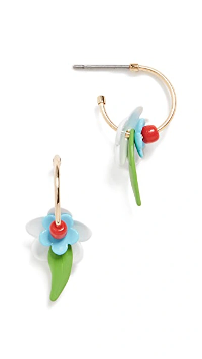 Shop Roxanne Assoulin Flower Power Small Hoop Earrings In Blue/white