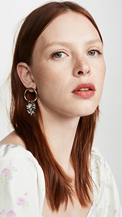 Shop Anton Heunis Earrings With Cluster Pendant In Gold/gunmetal