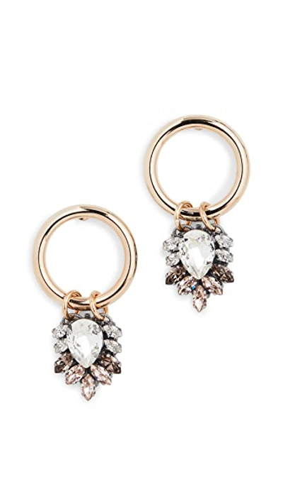 Shop Anton Heunis Earrings With Cluster Pendant In Gold/gunmetal
