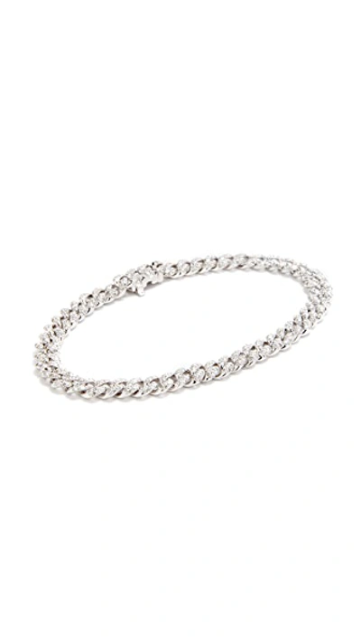 Shop Shay 18k White Gold Mini Pave Link Bracelet In White Gold/white Diamonds