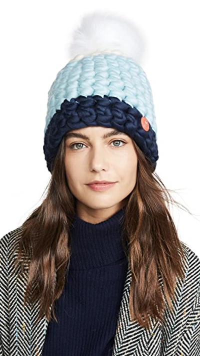 Shop Mischa Lampert Deep Dot Hat In White/ice/navy