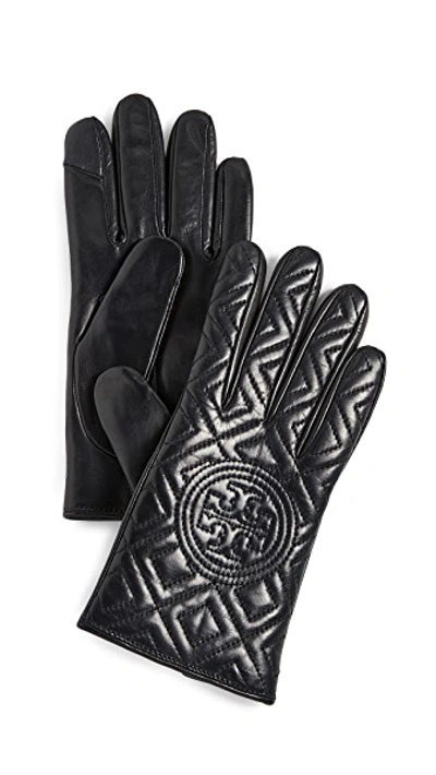 Shop Tory Burch Fleming Gloves In Black