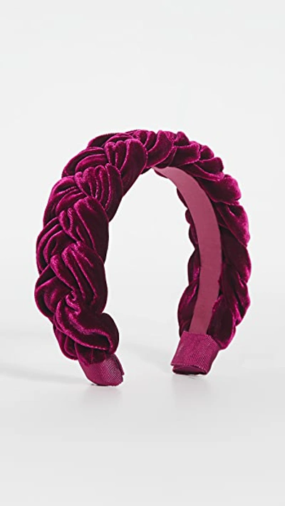 Shop Jennifer Behr Velvet Lorelei Headband In Mulberry