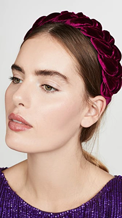Shop Jennifer Behr Velvet Lorelei Headband In Mulberry