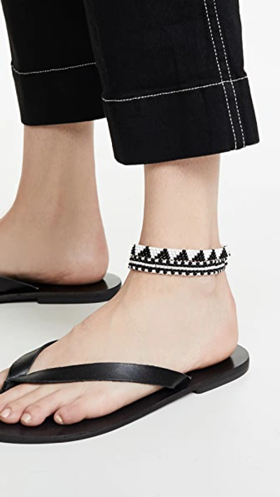 Shop Roxanne Assoulin Patchwork Set Of Two Anklets In Black/white