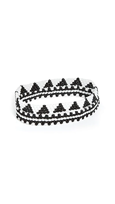Shop Roxanne Assoulin Patchwork Set Of Two Anklets In Black/white