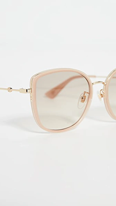 Shop Gucci Web Block Sunglasses In Tan/gold/pink