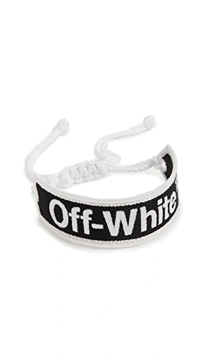 Shop Off-white Off White Macrame Bracelet In Black White