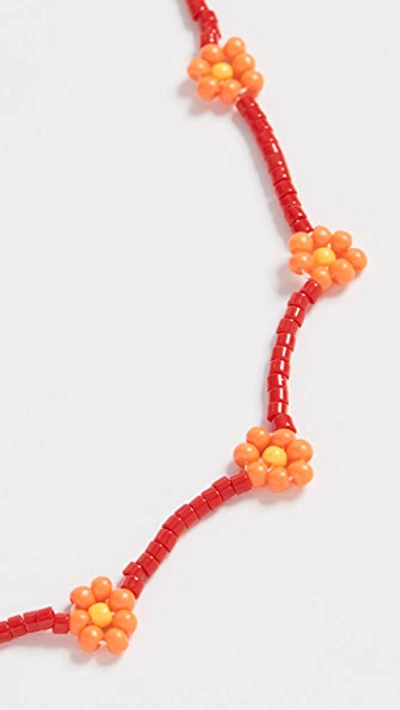 Shop Roxanne Assoulin Daisy Red Beaded Necklace In Red/orange