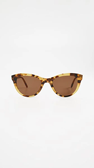 Shop Garrett Leight X Clare V. 47 Cat Eye Sunglasses In Sunflower/oak