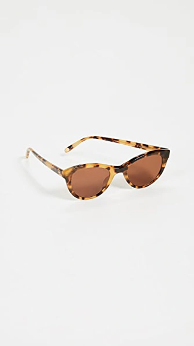 Shop Garrett Leight X Clare V. 47 Cat Eye Sunglasses In Sunflower/oak