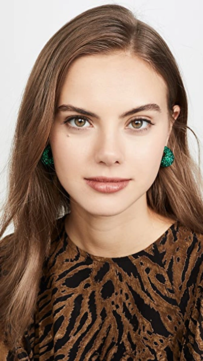 Shop Kate Spade Clay Pave Huggie Earrings In Emerald