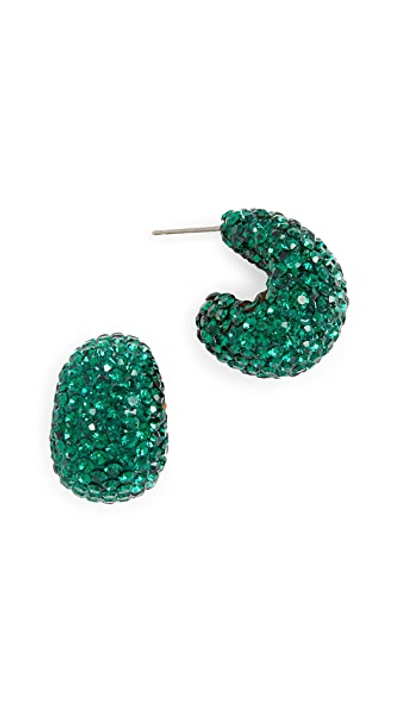Shop Kate Spade Clay Pave Huggie Earrings In Emerald