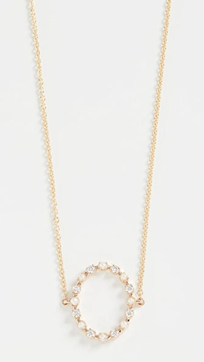 Shop Marlo Laz 14k Full Circle Necklace In Yellow Gold/diamond/pearl
