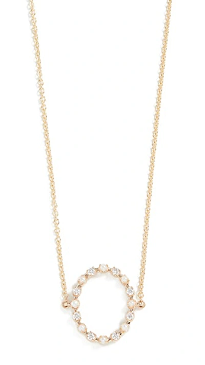 Shop Marlo Laz 14k Full Circle Necklace In Yellow Gold/diamond/pearl