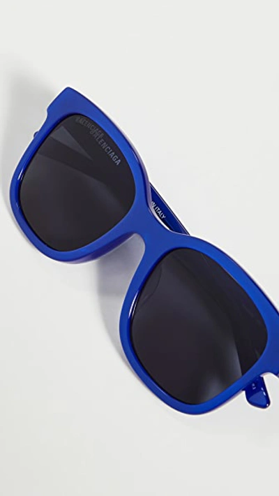 Shop Balenciaga Block Oversize Square Acetate Sunglasses In Blue/blue/blue