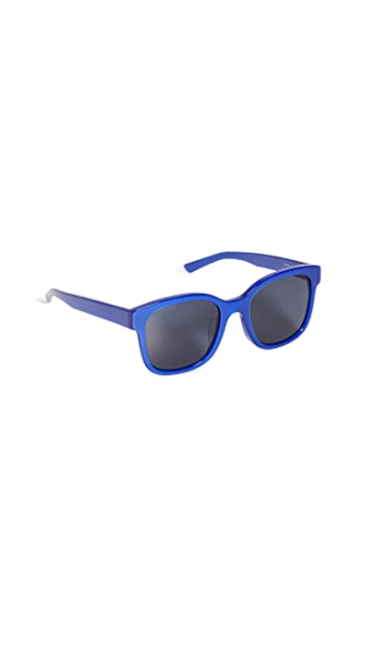 Shop Balenciaga Block Oversize Square Acetate Sunglasses In Blue/blue/blue