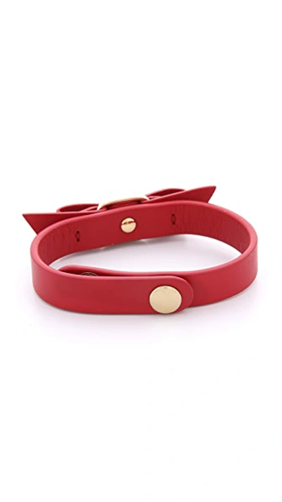 Shop Ferragamo Vara Bow Single Wrap Bracelet In Rosso