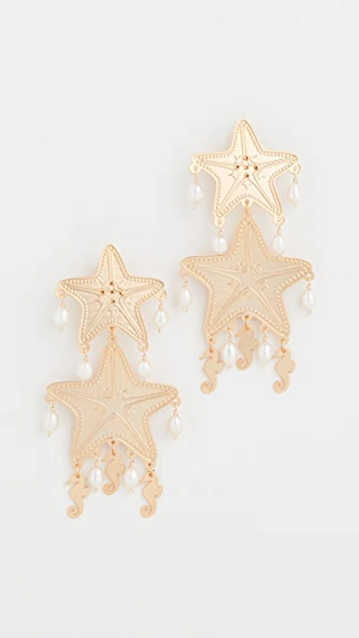 Shop Mercedes Salazar Starfish Chandelier Earrings In Gold