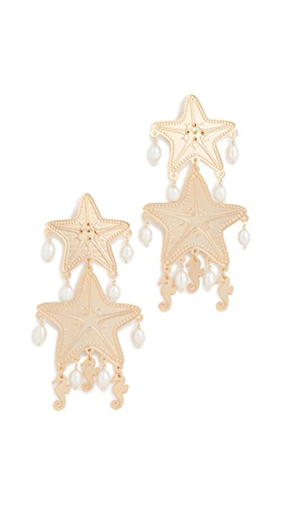 Shop Mercedes Salazar Starfish Chandelier Earrings In Gold