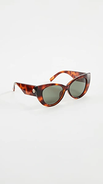 Shop Le Specs Feline Fine Sunglasses In Toffee Tort Khaki Polarized
