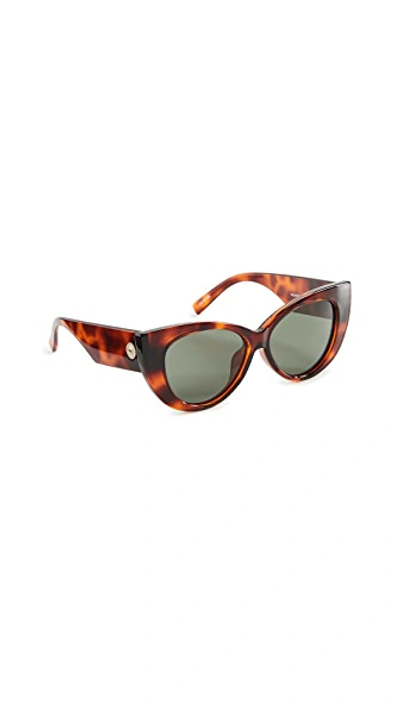 Shop Le Specs Feline Fine Sunglasses In Toffee Tort Khaki Polarized