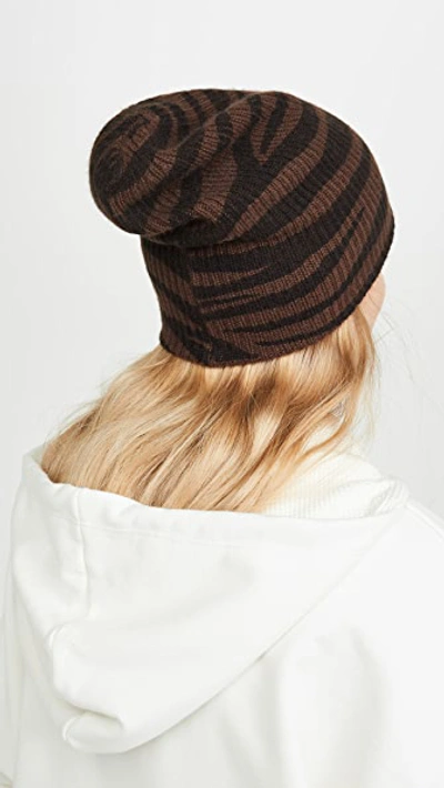 Shop White + Warren Zebra Cashmere Beanie In Chestnut Heather/black