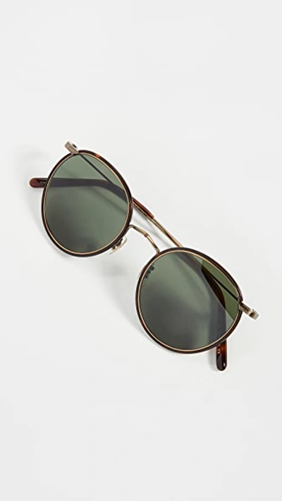 Shop Oliver Peoples Casson Sunglasses In Antique Gold/dark