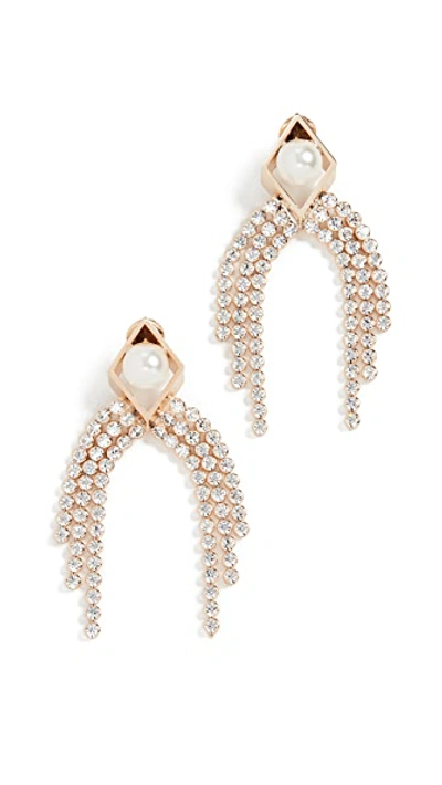 Shop Anton Heunis Rhombus Earrings With Cascade In Cream