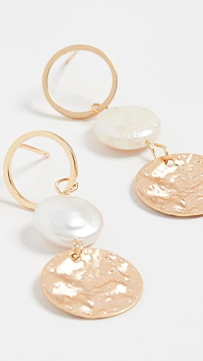 Shop Jules Smith Pearl Disc Drop Earrings In Gold/pearl