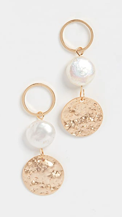 Shop Jules Smith Pearl Disc Drop Earrings In Gold/pearl