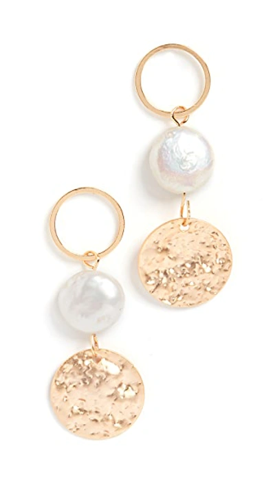 Shop Jules Smith Pearl Disc Drop Earrings In Gold/pearl