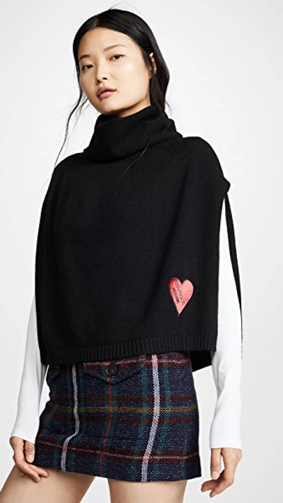 Shop Moschino Heart Logo Poncho In Black